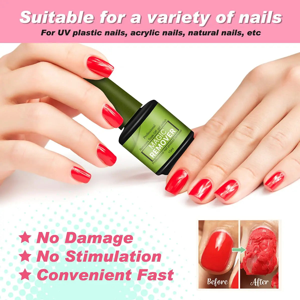 15ml Magic Nail Gel Remover Fast UV Soak-Off Polish Cleaner