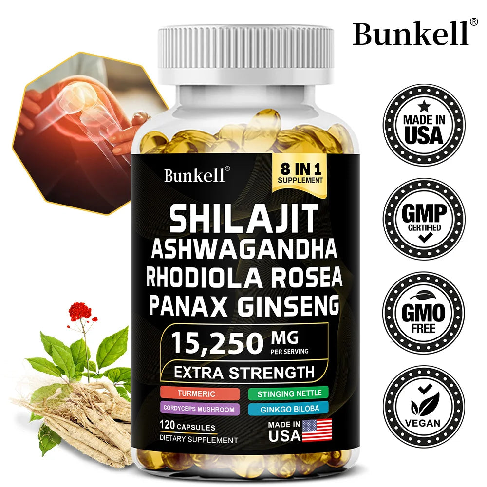 15250 mg Shilajit Capsules with Ashwagandha & Panax Ginseng