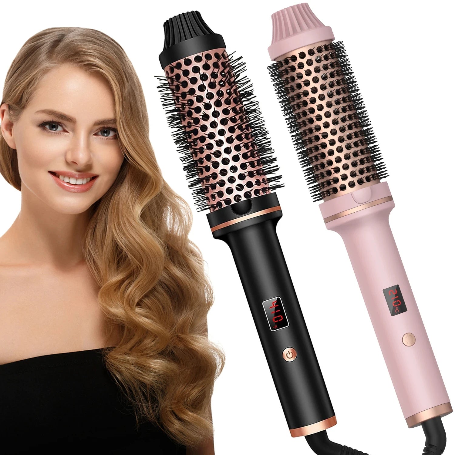 2-in-1 Hair Curler Straightener Professional Hot Comb Brush