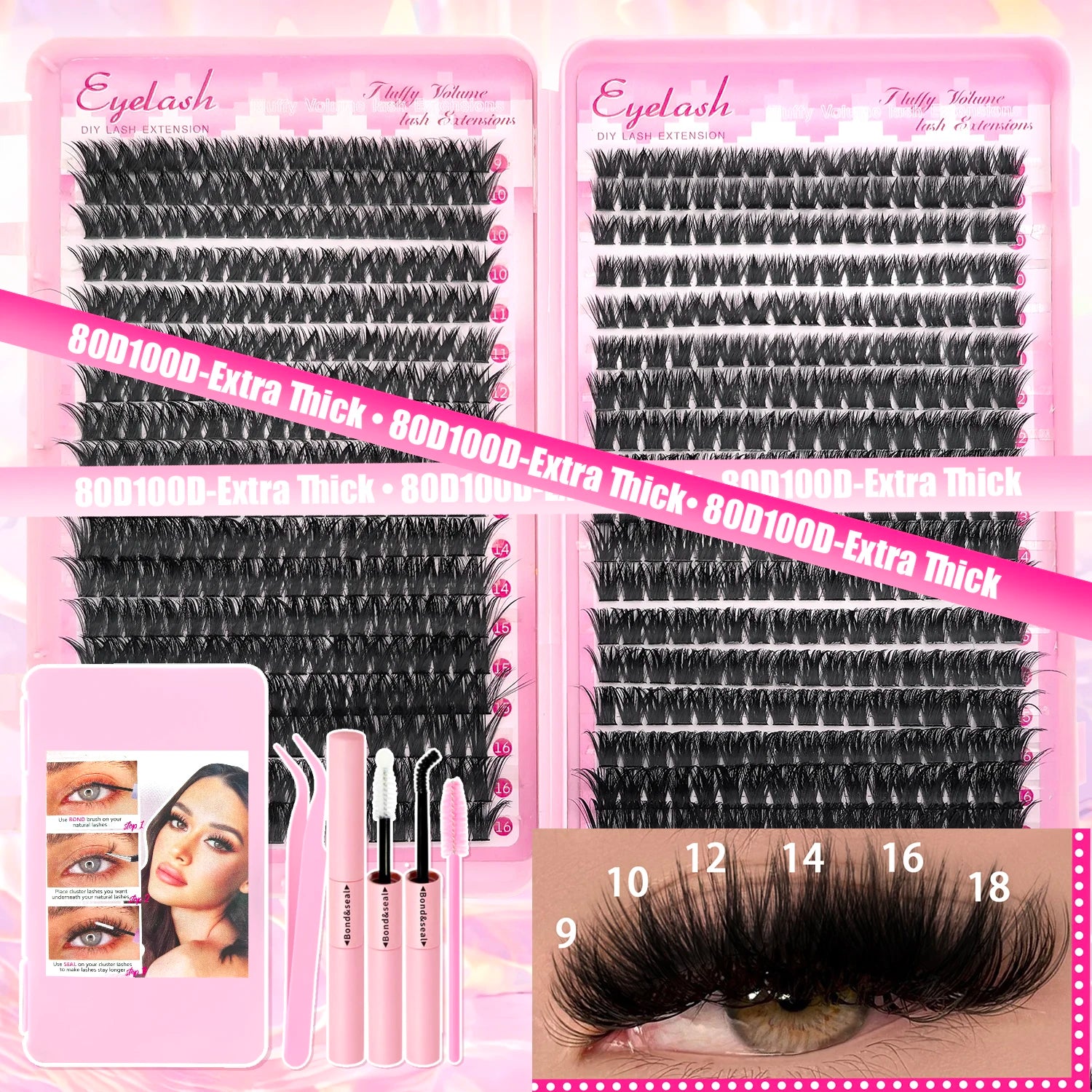 DIY Lash Extension Kit Clusters Individual Eyelashes Set