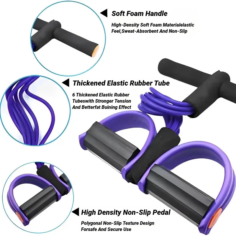 Four Tube Pedal Tensioner Home Fitness Resistance Band Kit