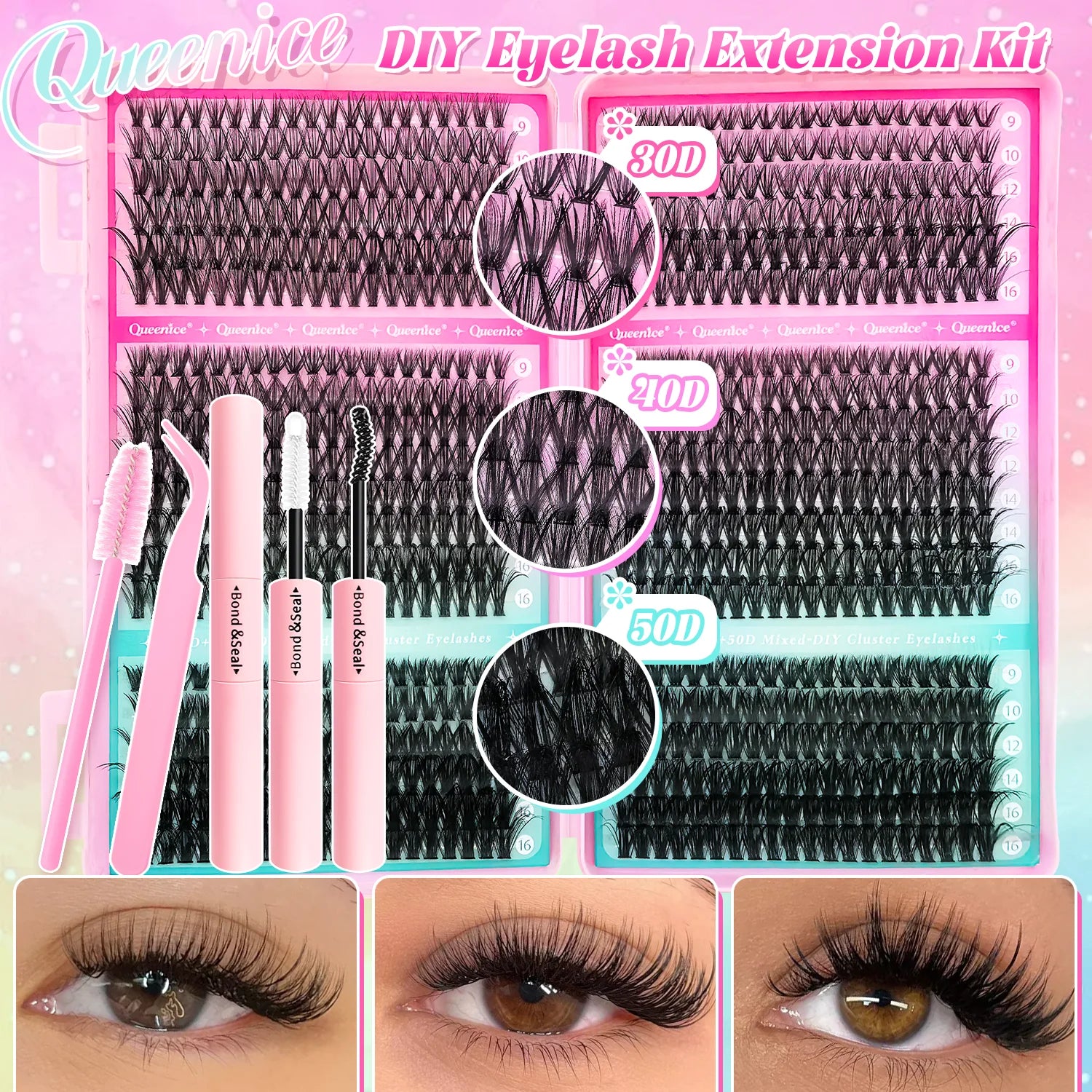 DIY Lash Extension Kit Clusters Individual Eyelashes Set