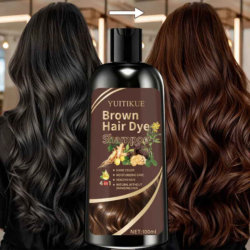 Brown Hair Dye Shampoo 4-in-1 Natural Ginger Formula 100ml