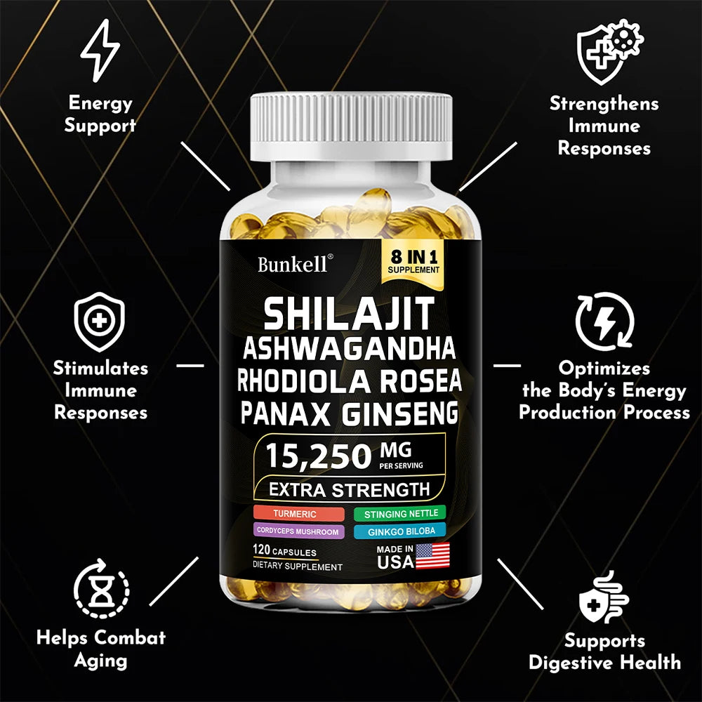 15250 mg Shilajit Capsules with Ashwagandha & Panax Ginseng