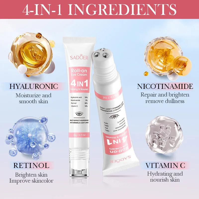 Roll-On Eye Serum 4-in-1 Anti Dark Circles Bags Relief Pen