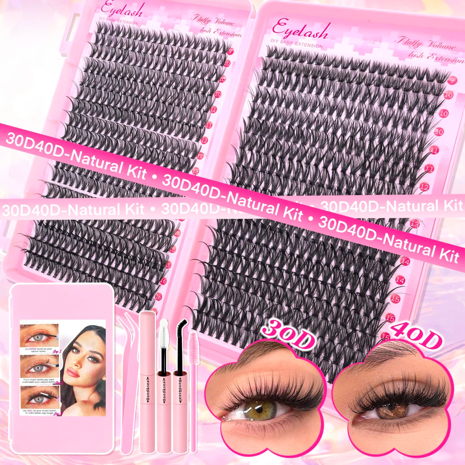 DIY Lash Extension Kit Clusters Individual Eyelashes Set